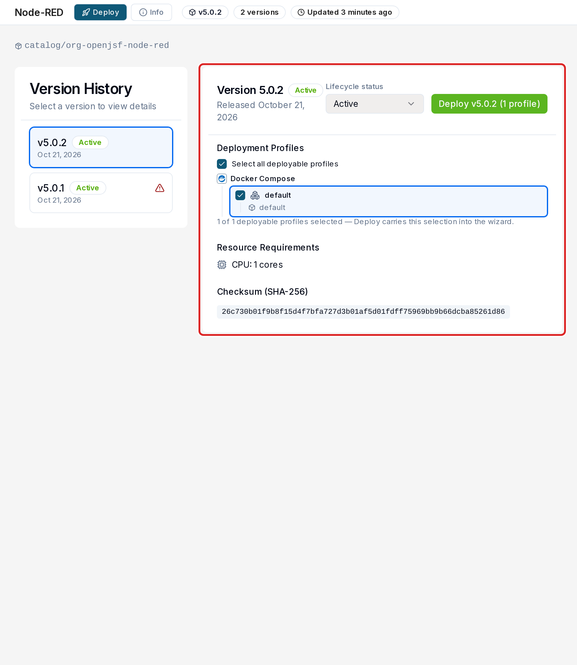 Application details page